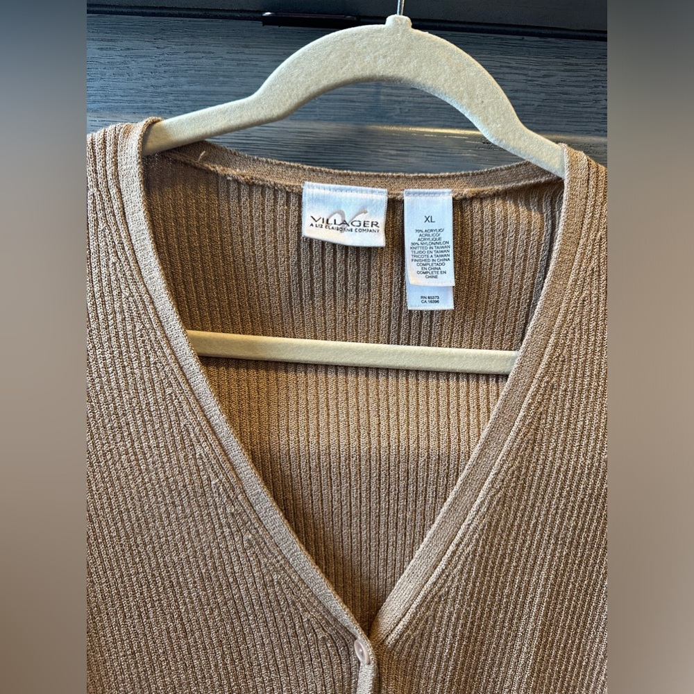 Villager by Liz Claiborne Company Acrylic V-Neck Button Down Cardigan Sweater - Picture 3 of 5